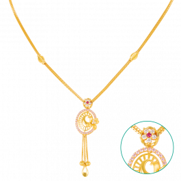 Wonderful Oval Shape And Floral Gold Necklace