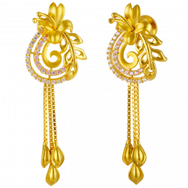 Beautiful Leaf And Swril Design Gold Earrings