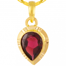 Beautiful Pear Shape Red Stone Gold Pendant