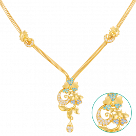 Beautiful Color Stones Flower Gold Necklace