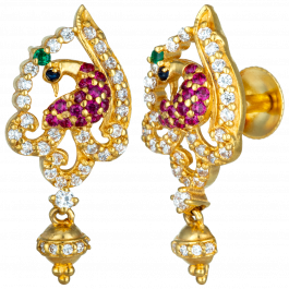 Beautiful Peacock Colorful Gold Earrings