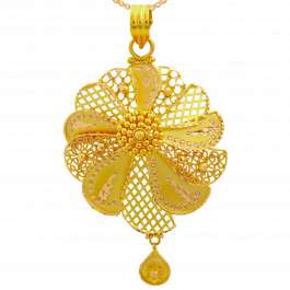 Cheerful Fan Design Floral Gold Pendant