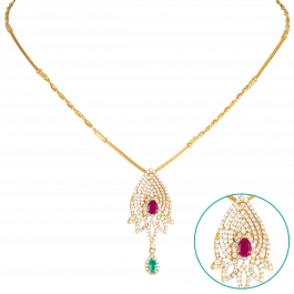 Mesmerizing Pear And Floral Design Gold Necklace