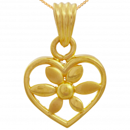 Delicate Heart And Floral Gold Pendant