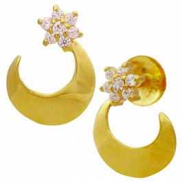Fantastic Half Moon And Star Gold Earrings