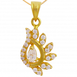 Glittering Floral Style Gold Pendant