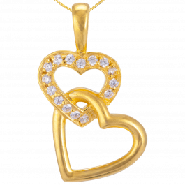 Beautiful Valentine Twin Heart Gold Pendant