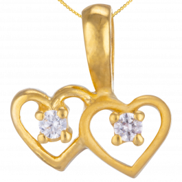 Elegant Valentine Twin Heart Gold Pendant
