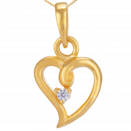 Stunning Single Stone Heart Gold Pendant