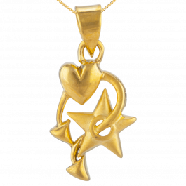 Pretty Heart And Star Valentine Gold Pendant