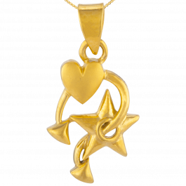 Lovely Heart And Star Valentine Gold Pendant