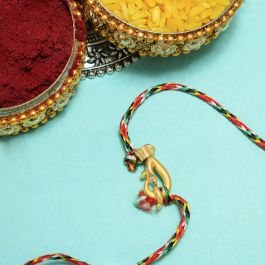 Shimmering Creaper And Leaf Gold Pendant And Rakhi