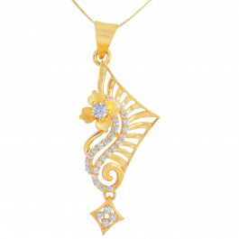 Glossy Rolling Floral Gold Pendant