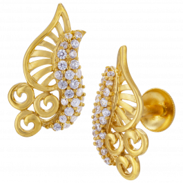 Gorgeous Leaf Pattern Gold Earrings 