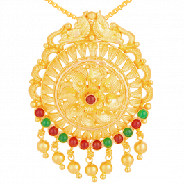 Chakra Design With Peacock Gold Pendants
