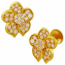 Delightful Floral Design Gold Earrings