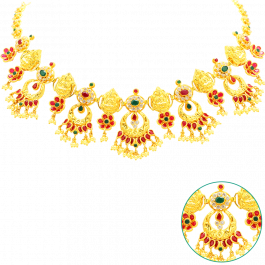 Temple Collection with Hanging Balls Gold Necklace