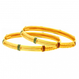 Dual Row Bangles with Colorful Enamel Gold Bangles