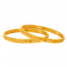 Dual Tone with Rich Engraving Design Gold Bangles