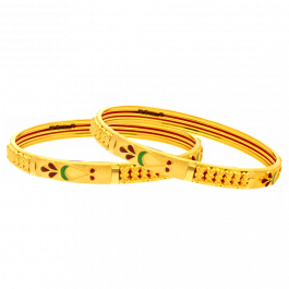 Fancy Design with Colorful Enamel Gold Bangles