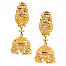 Latest Design J Pattern Stud with Jhumkas Gold Earrings