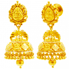 Divine Lord Lakshmi Jhumka Gold Earrings