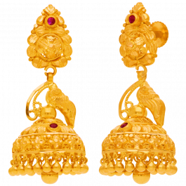 Traditional Peocock Jhumka Gold Earrings