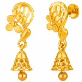 Cute Floral And Bell Shape Gold Earrings