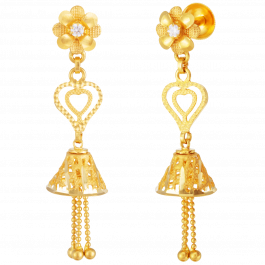 Alluring Floral Dangler Beauty Gold Earrings
