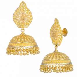 Glam Beauty Jhumka Beads Gold Earrings