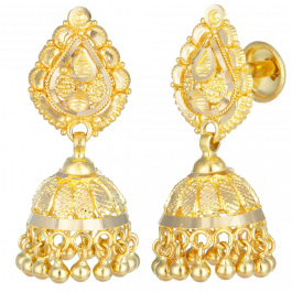 Glorious Pear Shape Danglers Jhumka Gold Earrings