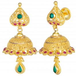 Splendid Creaper Design Jhumka Gold Earrings