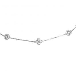 Rhombus And Floral Design Silver Anklet