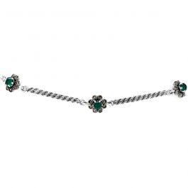 Beautiful Green Stone Floral Silver Anklet