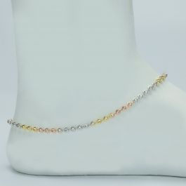 Stylish Beads Silver Anklets