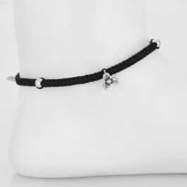 Beautiful Adjustable Thread Floral Silver Anklets
