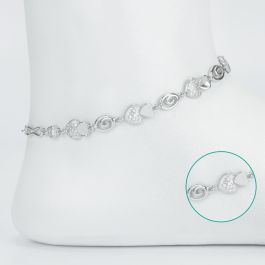 Glamorous Heartin Silver Anklets
