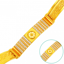 Dual Tone Stone Band Type Gold Bracelets