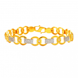 Dazzling Dual Tone Link Gold Bracelet