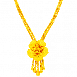 Solid Floral Design Pendant Gold Necklace
