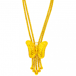 Beautiful Butterfly Pendant with Solid Rope Chain Gold Necklace