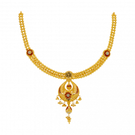 Hanging  Diya Stud with Tri color Enamel Gold Necklace