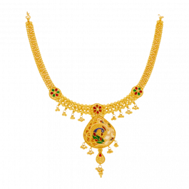 Fantastic Floral Design Chain with colorful Pendant Gold Necklace