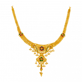 Bali Design Locket with Colorful Enamel Gold Necklace