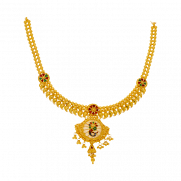 Precious Peacock Design Locket Gold Necklace