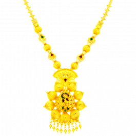 Floral Design Pendant with Trendy Chain Gold Necklace
