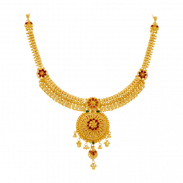 Traditional Design with colorful Enamel Gold Necklace