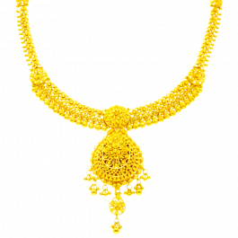 Latest Design with Dew Drop Hangings Gold Necklace