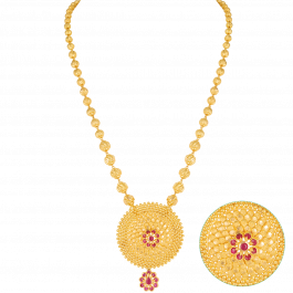 Beautiful Beads Circle Floral Gold Necklace