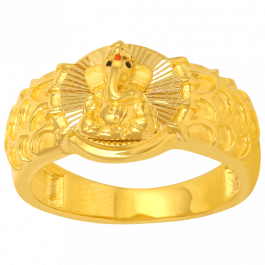 22KT Gold With Matt Finish Ganesha Ring